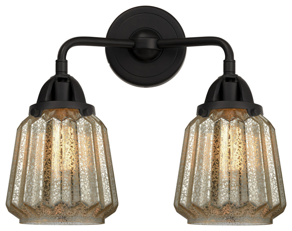 288-2W-BK-G146 Chatham 2 Light 14" Bath Vanity Light, Matte Black