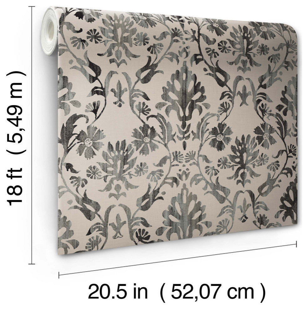 Blooming Damask Taupe Peel and Stick Wallpaper
