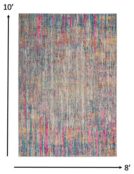 8 x 10 Ivory Abstract Striations Area Rug