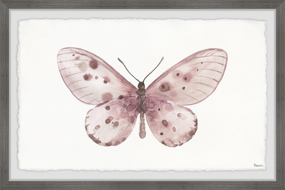 "Pink Rose Butterfly" Framed Painting Print, 12"x8"