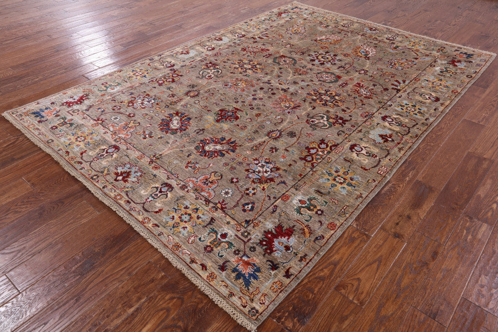 6' 8" X 9' 9" Persian Tabriz Handmade Wool Rug Q7687