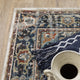 Vander Traditional Medallion Beige/Blue Power-Loomed Area Rug, 5'3"x7'3"