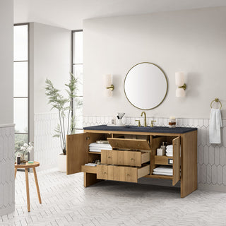 Hudson 60" Single Vanity, Light Natural Oak,  Charcoal Soapstone Top