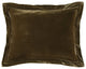 Stella Faux Silk Velvet Flanged Dutch Euro Pillow, 27"x39", Green Ochre