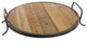 Round Wooden Tray With Metal Edges