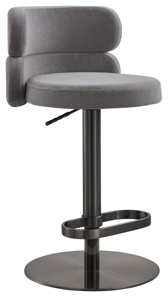 LUXMOD Velvet Counter Bar stool with Height Adjustable and Swivel, Grey