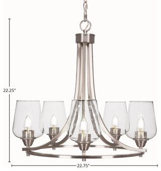 Paramount 5-Light Chandelier, Brushed Nickel, 5" Clear Bubble Glass