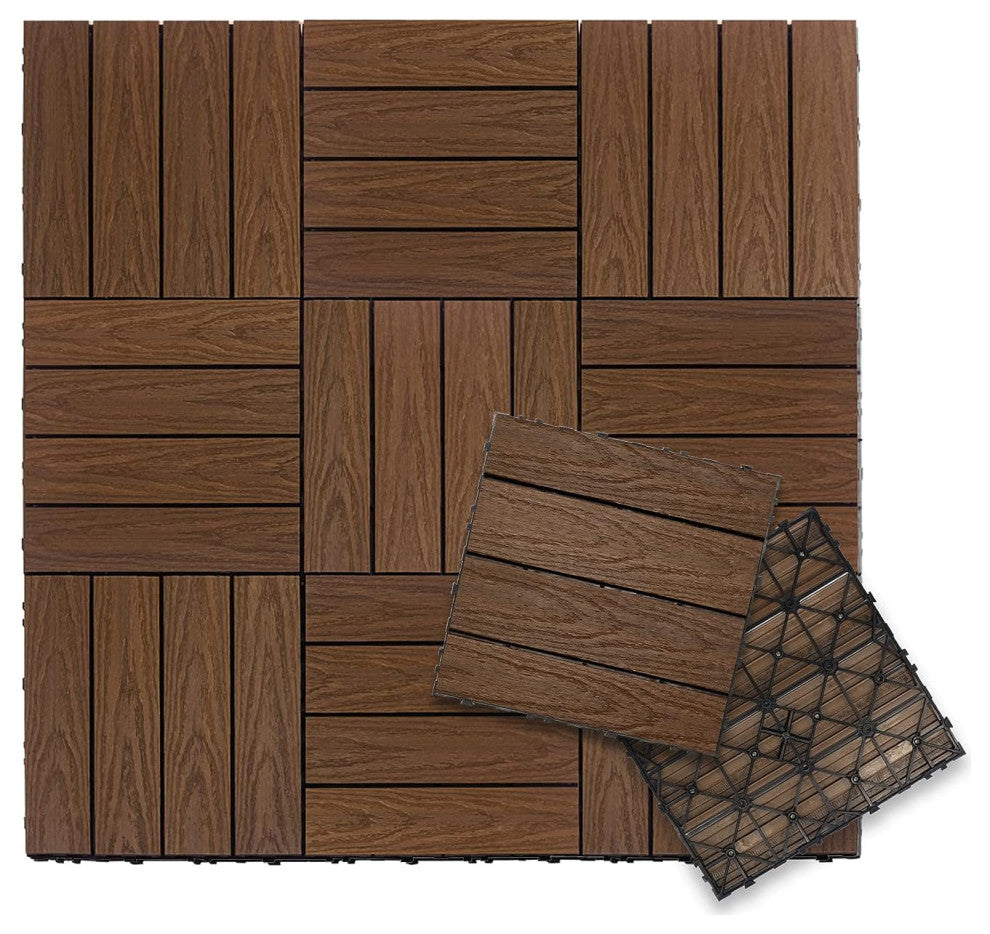 1'x1' Quick Deck Outdoor Composite Deck Tile, Brazilian Ipe
