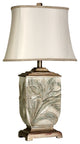 Bellevue Table Lamp White With Brass Accents Finish Ivory Fabric