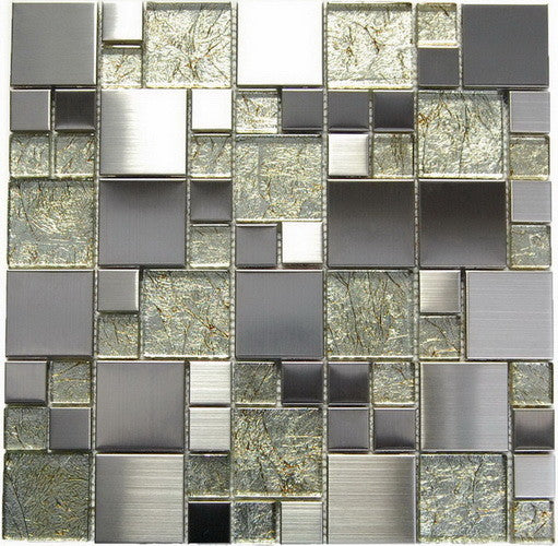 Oddysey Magic Pattern Golden Blend Mosaic Tile, 12"x12", Set of 50