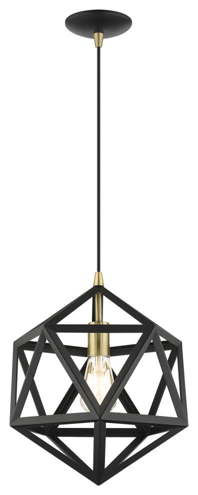 Textured Black Geometric, Farmhouse, Industrial, Abstract, Rustic Pendant
