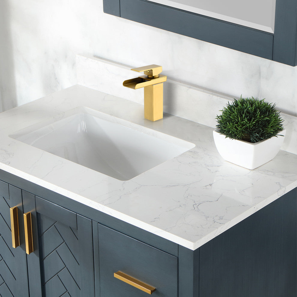 Sassor Single Hole Single-Handle Waterfall Bathroom Faucet, Brushed Gold