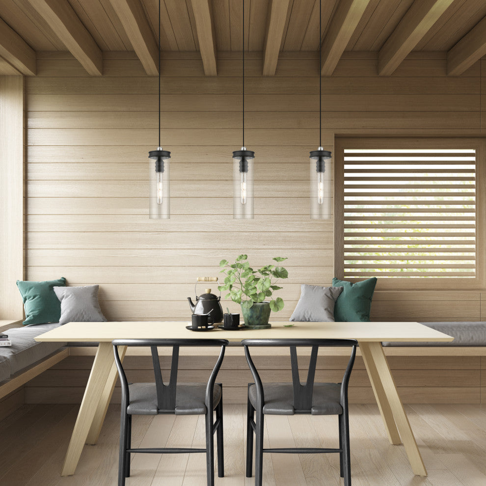 Devoe 1 Light Black With Brushed Nickel Accent Mini Pendant