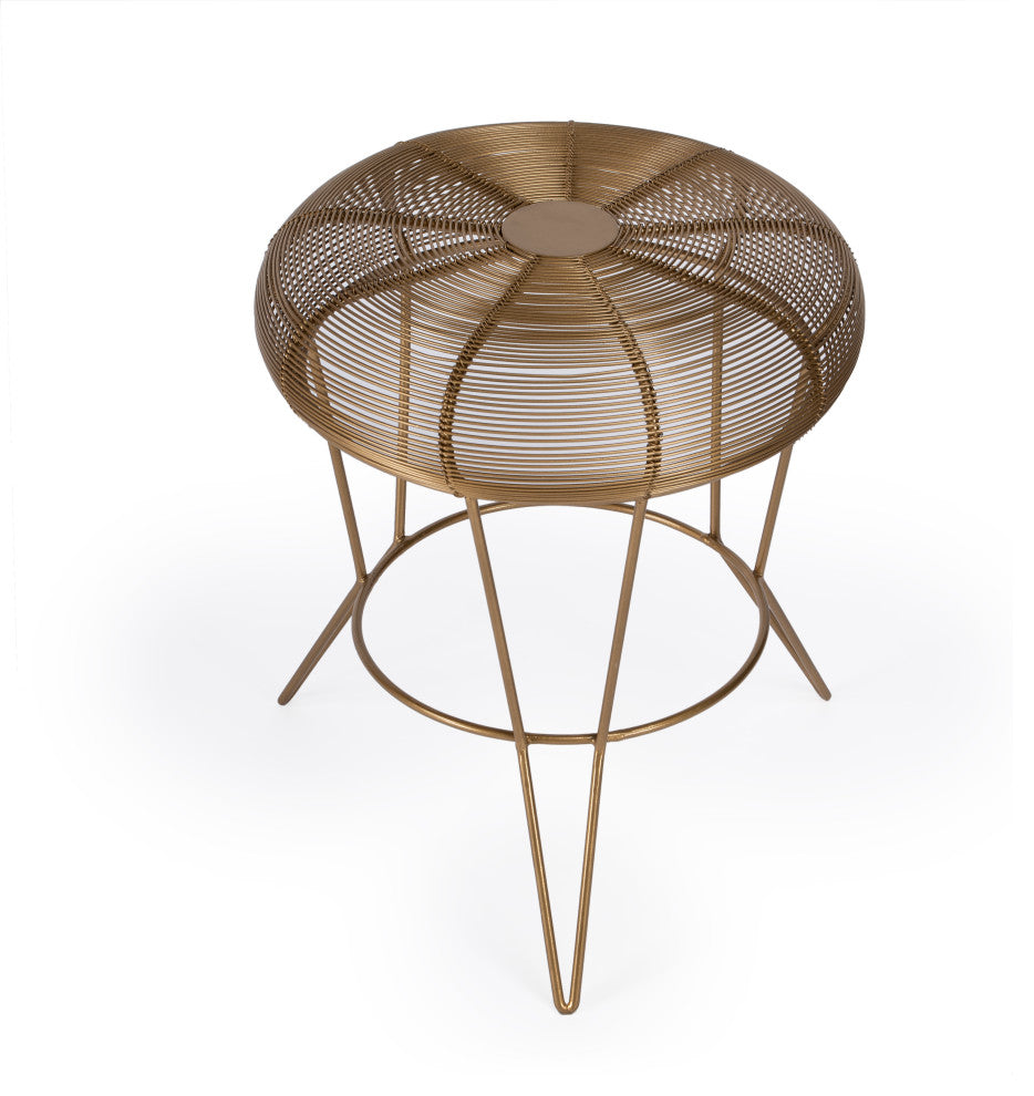 Allen Decorative Wire Accent Table, Antique Gold