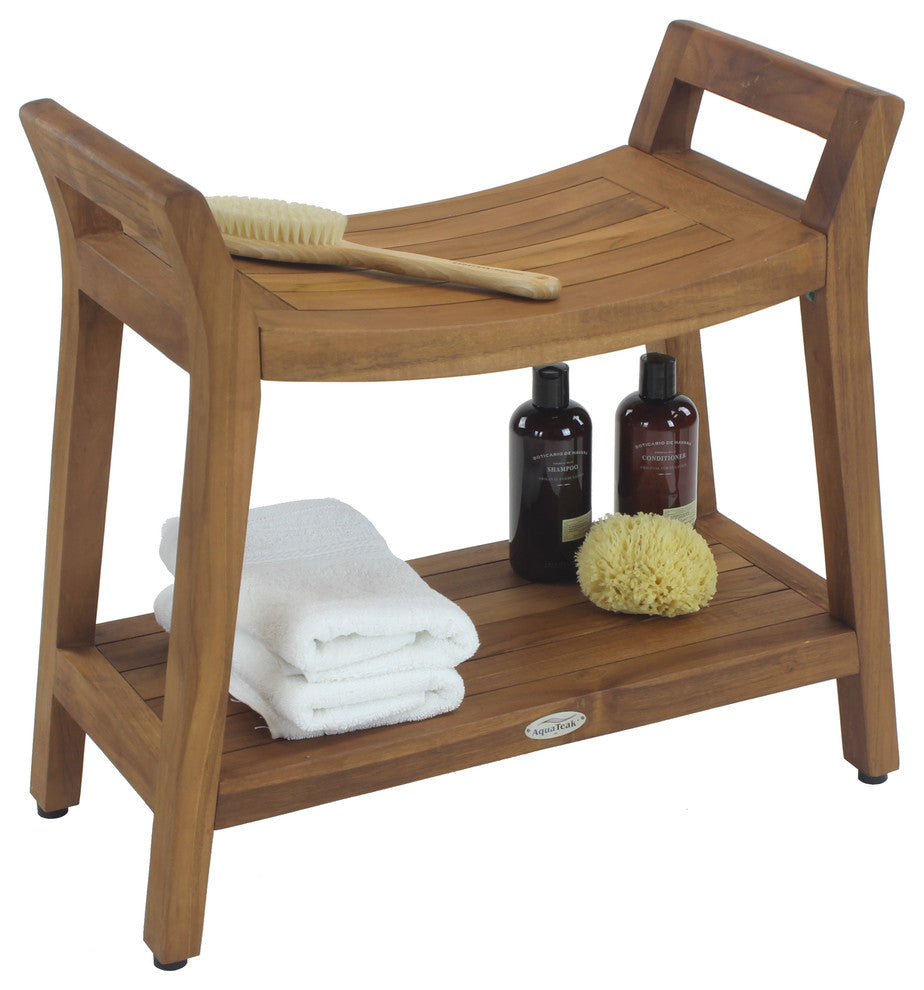 Patented AsiaÂ® Ascend Teak Shower Bench with Shelf