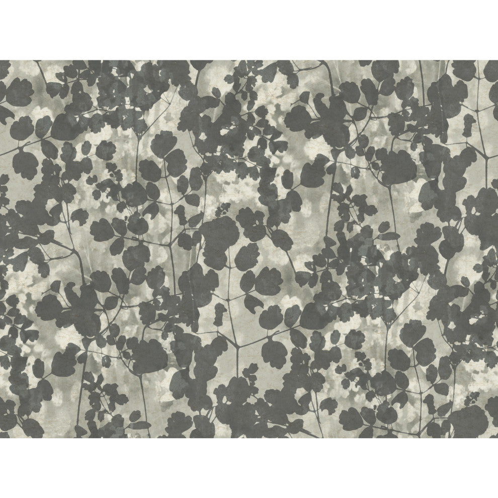 Dark Gray Pressed Leaves Wallpaper