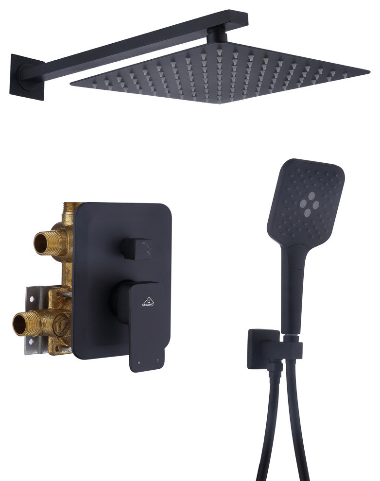 Brushed Nickel Wall Mounted  Shower Faucet Waterfall Shower Bar System, Matte Black