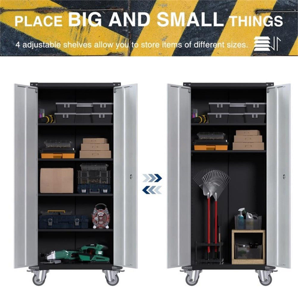 Gangmei Metal Storage Cabinet with Lock and 4 Shelves