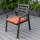 LeisureMod Chelsea Patio Dining Armchair in Aluminum with Cushions, Orange