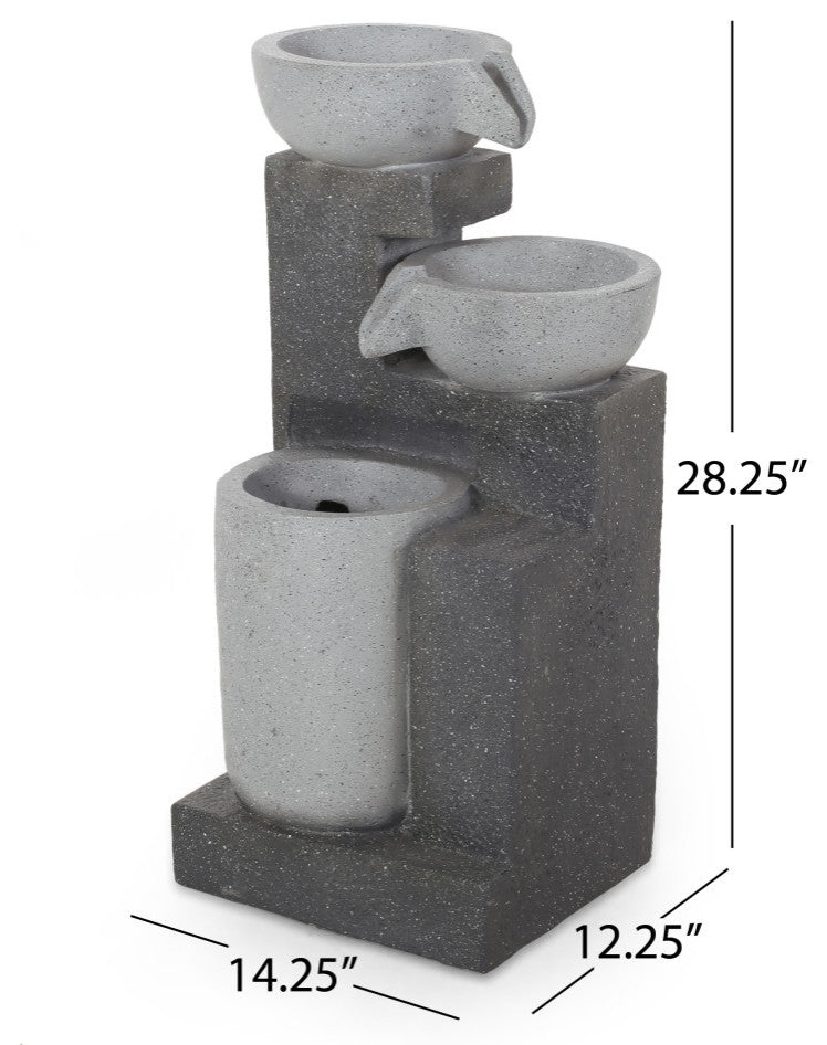 Colquitt Catoosa Outdoor Modern 3 Tier Fountain, Multi-Gray