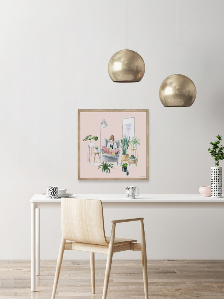 "Indoor Plants Sanctuary" Framed Painting Print, 18x18