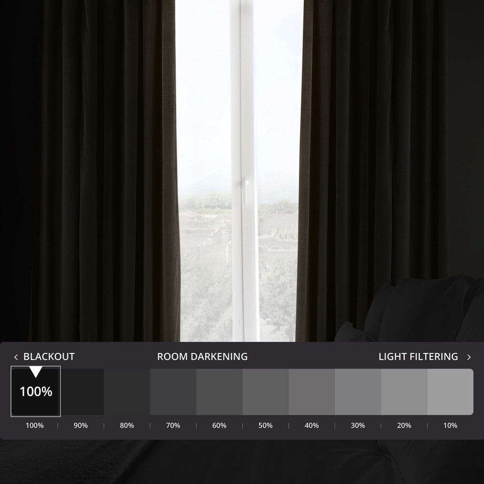 Signature Java Doublewide Blackout Velvet Curtain Single Panel, 100"x108"