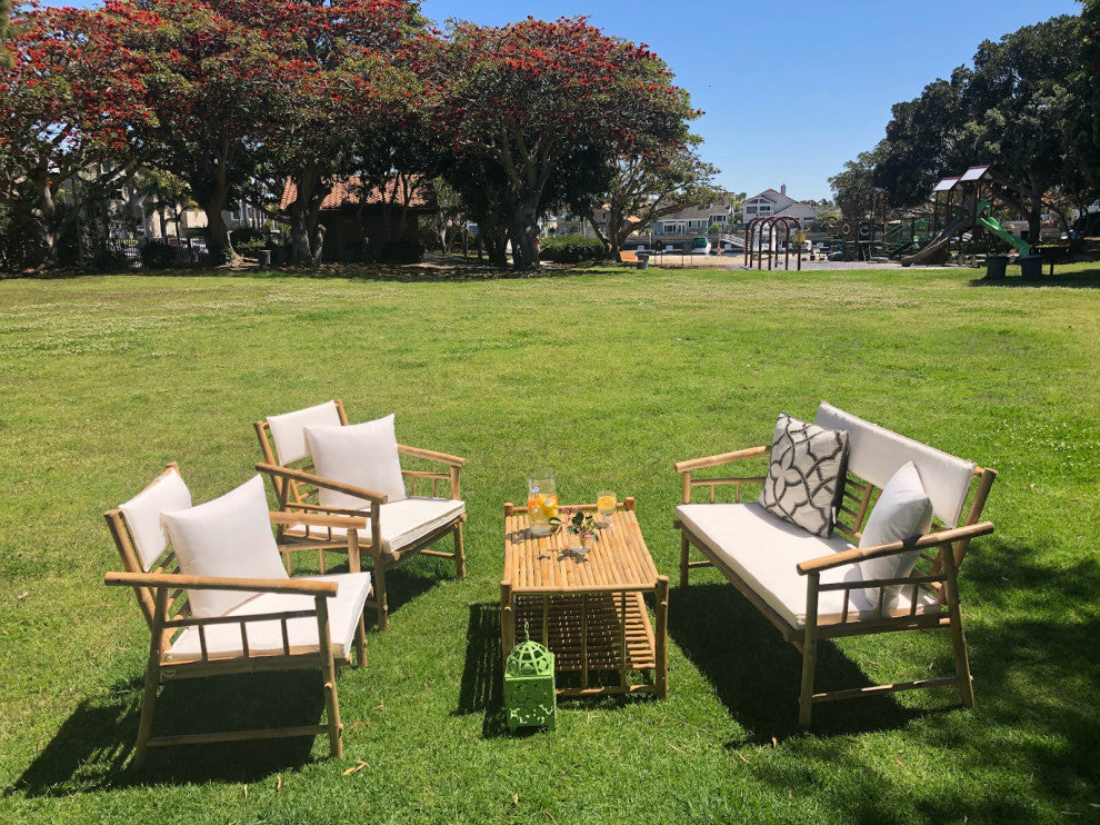 Bamboo Accent Sofa Set