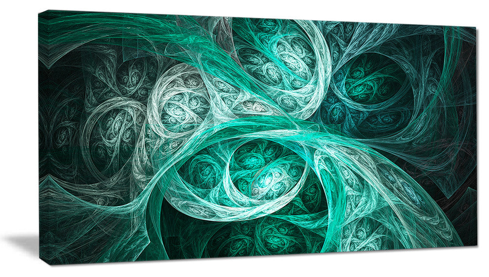 Mystic Turquoise Fractal, Abstract Wall Art Canvas, 40x20