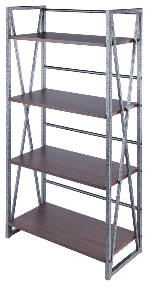 Isa 4-Tier Shelf, Graphite and Walnut