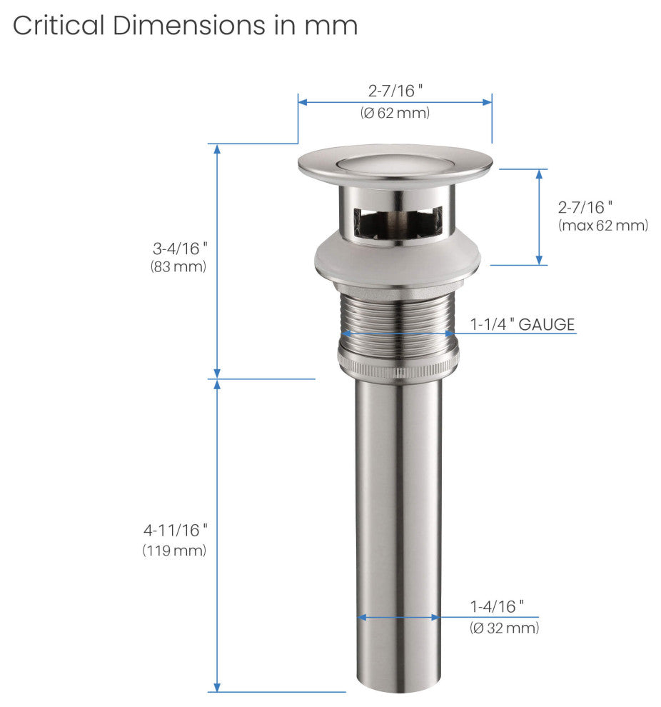 Pop-Up Drain Stopper with Overflow KPW100, Brush Nickel