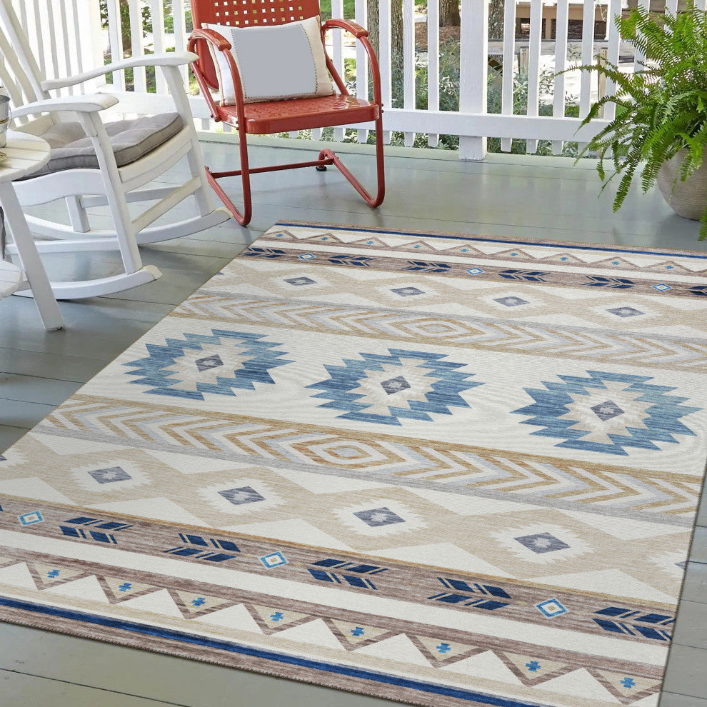 Indoor/Outdoor Phoenix PH3 Ivory Machine Washable 5' x 7'6" Rug