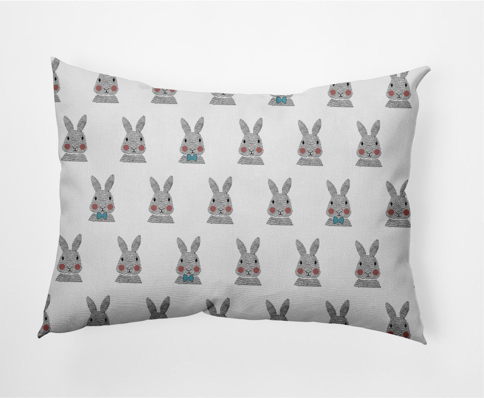 Bunny Fluffle Easter Indoor/Outdoor Lumbar Pillow, Explorer Blue, 14x20"