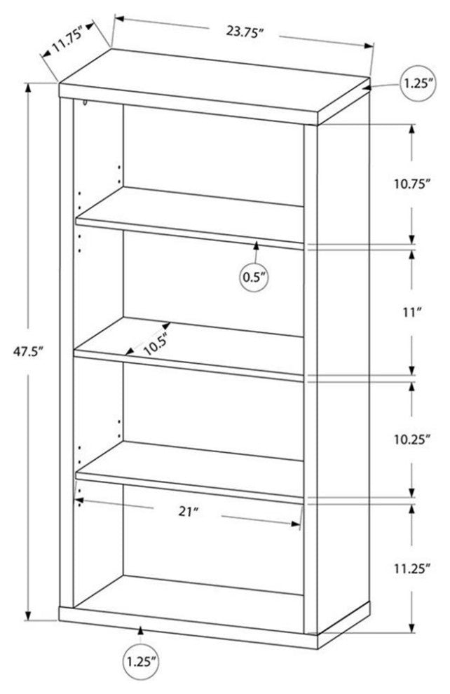 Bookshelf Bookcase Etagere 5 Tier 48"H Office Bedroom Laminate Grey
