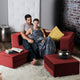 Zipline Convertible Sleeper Loveseat With 2 Ottomans, 3-Piece Set, Tomato