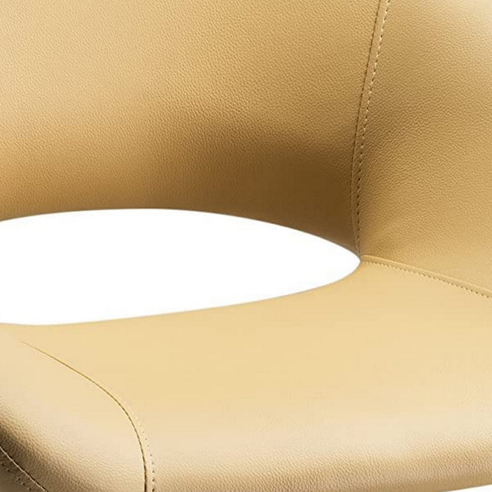 Benzara BM288107 Modern Office Chair, Vegan Faux Leather, Rolling Wheels, Beige
