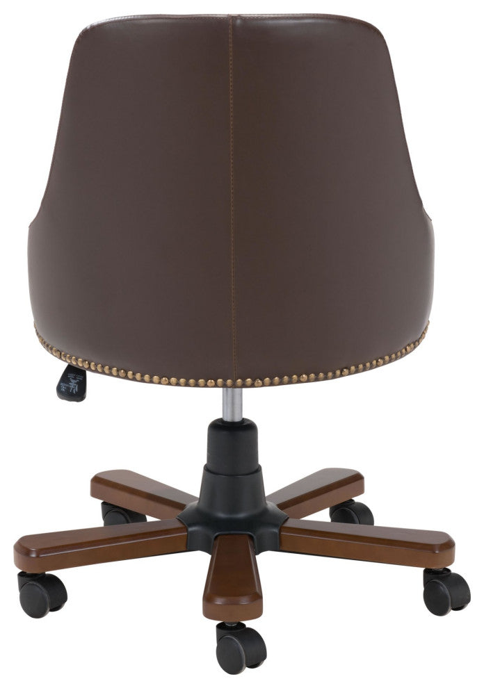 Computer Work Chair, Steel Metal, Fabric, Brown, Gold, Home Business Office