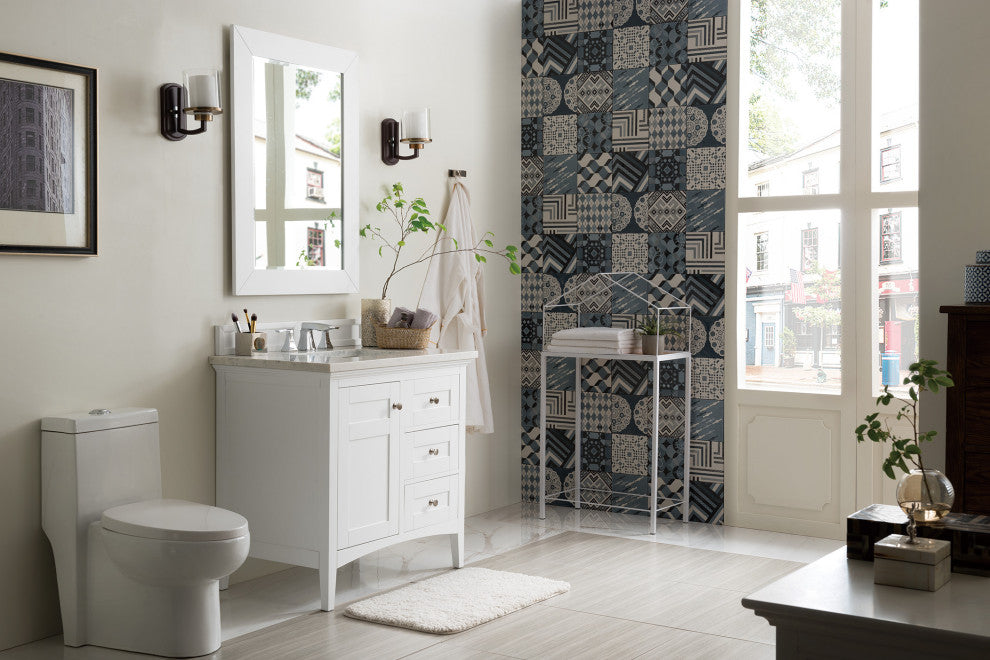 James Martin 527-V36-BW-3AF 36" Single Vanity with 3 CM Solid Surface Top