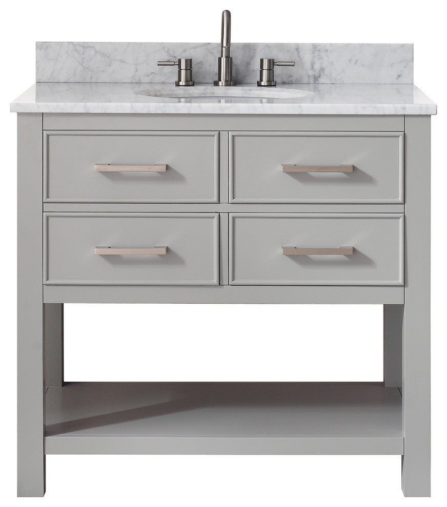 Avanity Brooks 37" Vanity With Carrera White Marble Top, Chilled Gray Finish