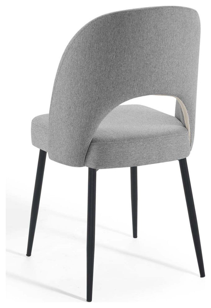 Side Dining Chair, Fabric, Black Gray, Cafe Bistro Restaurant Hospitality