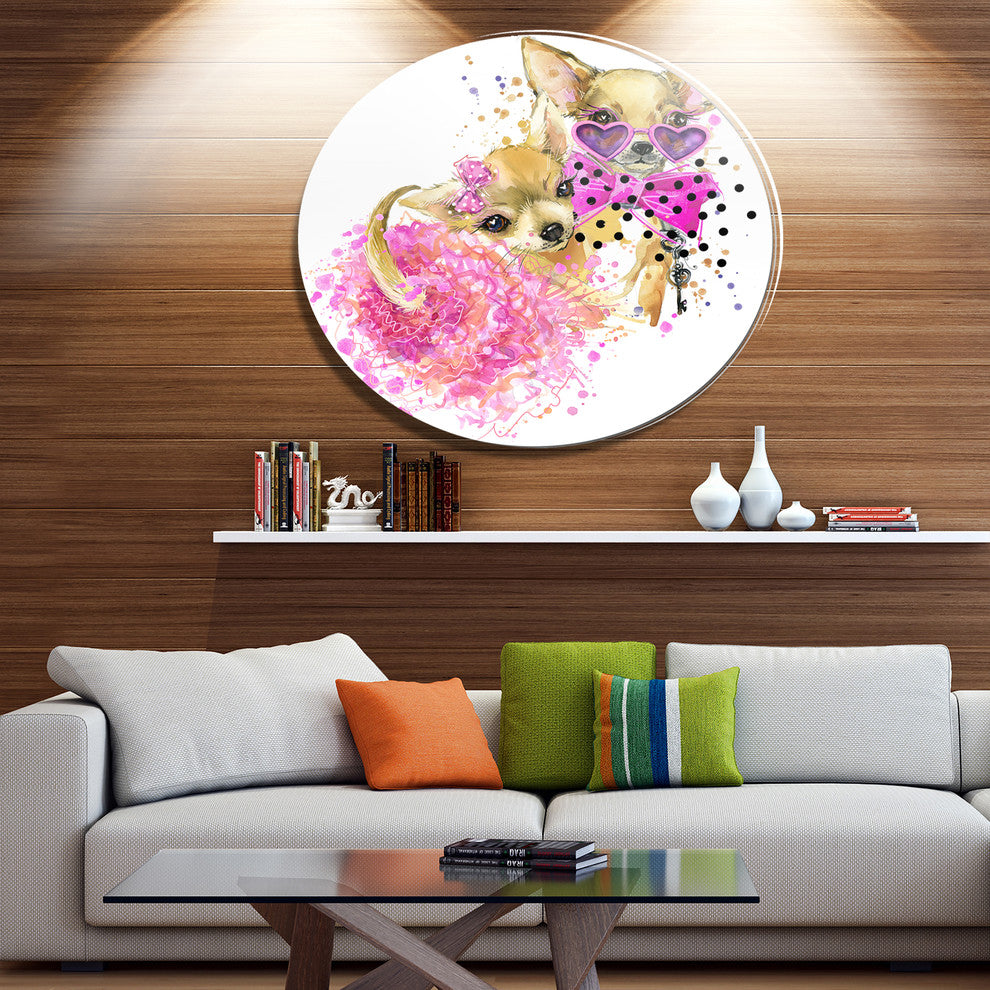 Lovely Sweet Dog Watercolor, Animal Round Wall Art, 11"