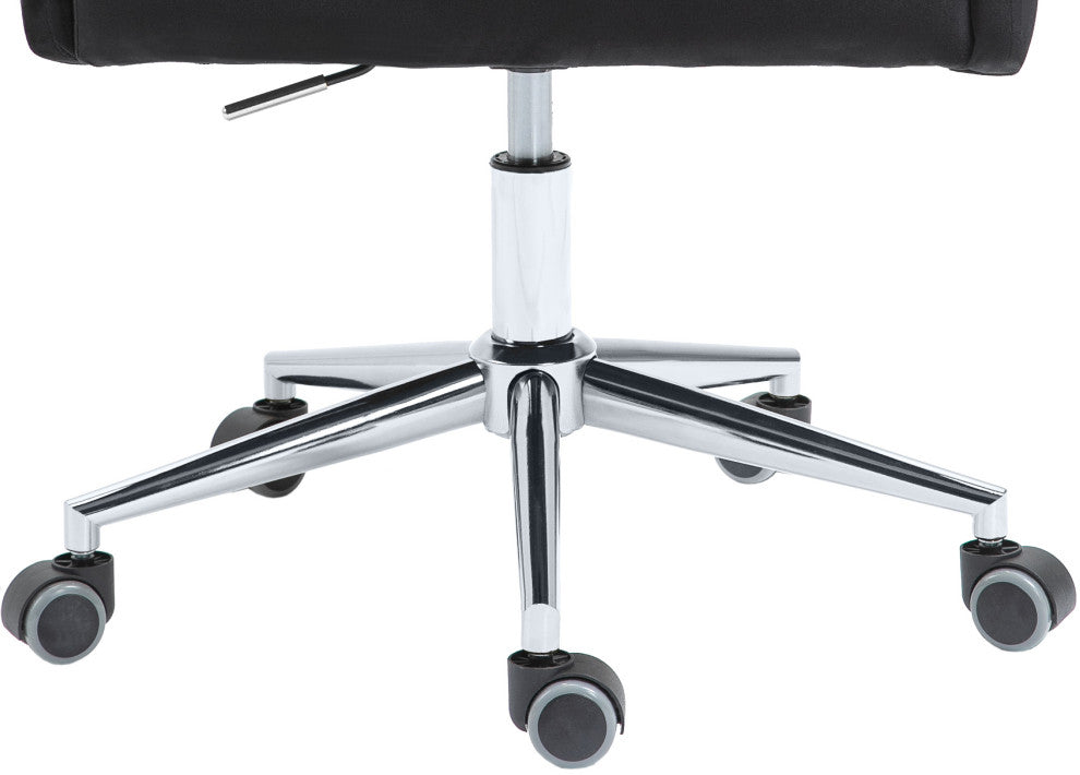 Karina Swivel and Adjustable Velvet Upholstered Office Chair, Grey, Chrome Base