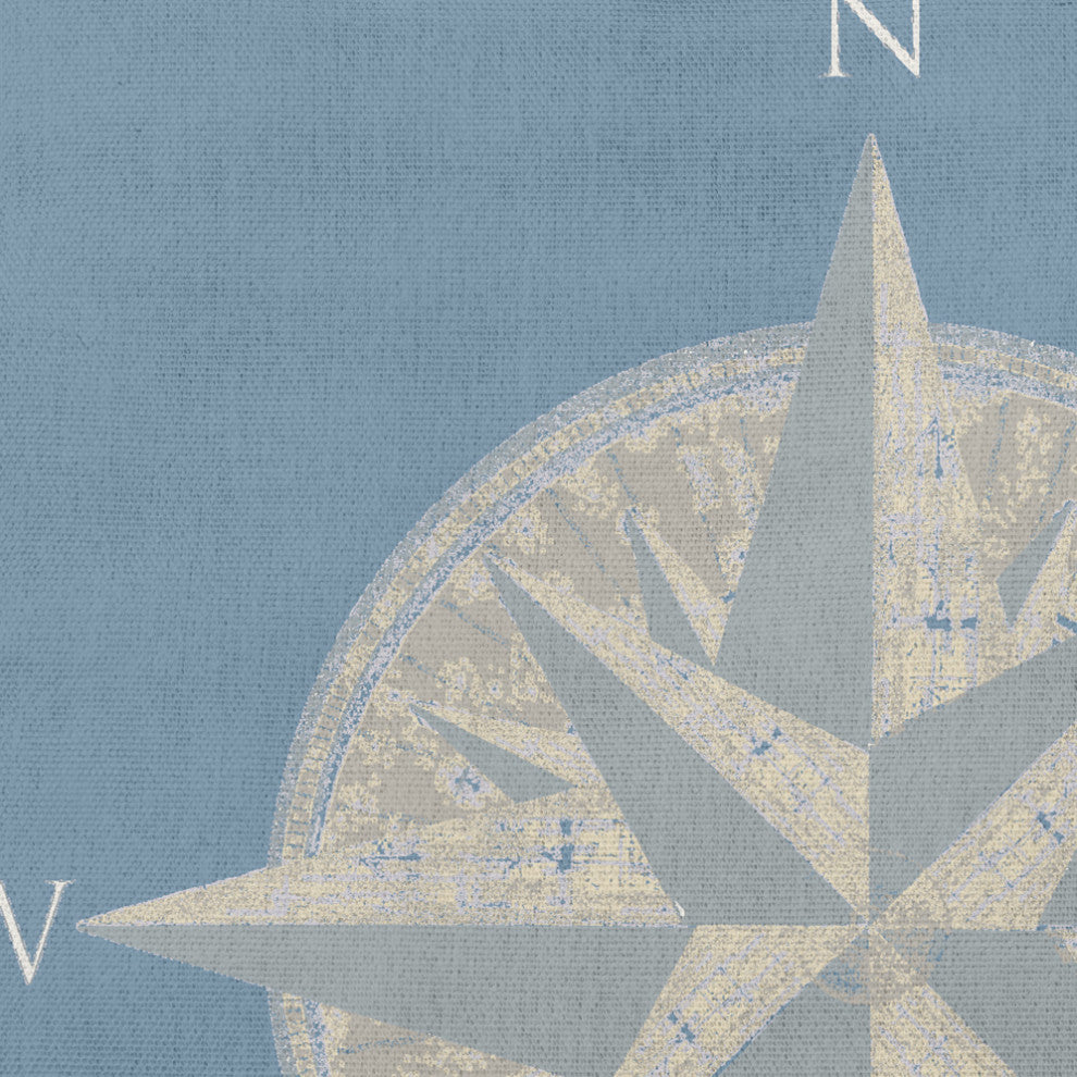 18x18" Compass Nautical Decorative Indoor Pillow, Dusty Smoke