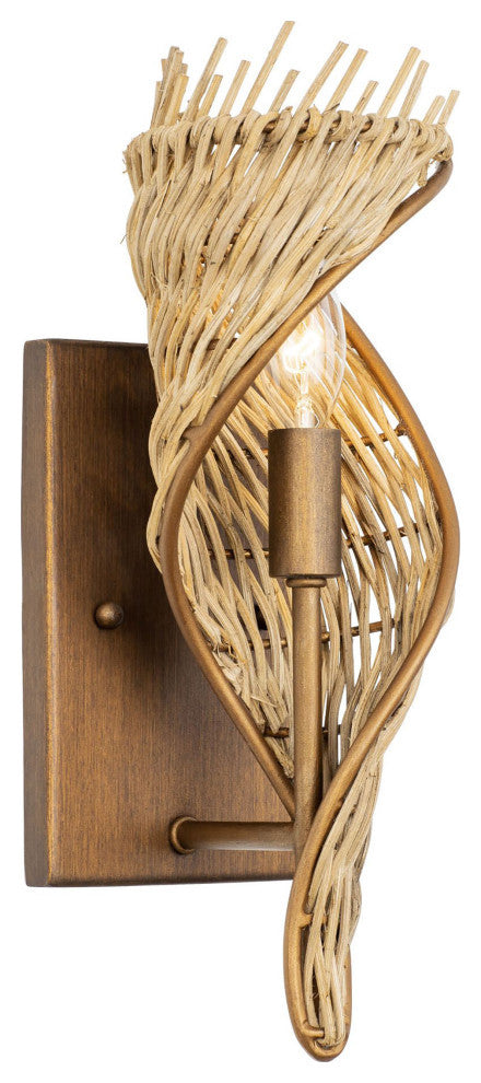 Flow 1-Lt Left Sconce - Baguette/Natural Rattan
