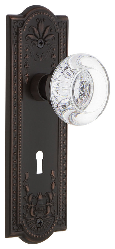 Nostalgic Warehouse Meadows Plate Mortise Round Clear Crystal Glass Knob