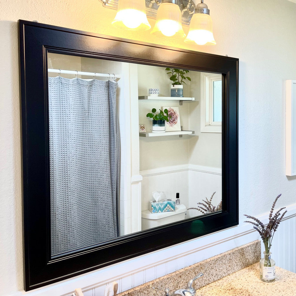 Porter Black Framed Mirror, 36"x54"