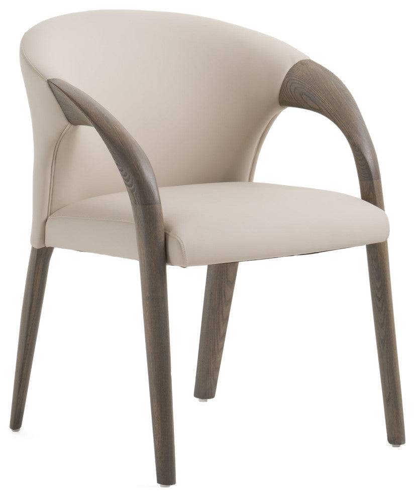 Modrest Wynetta Mid-Century Grey Vegan Leather + Grey Ash Dining Chair