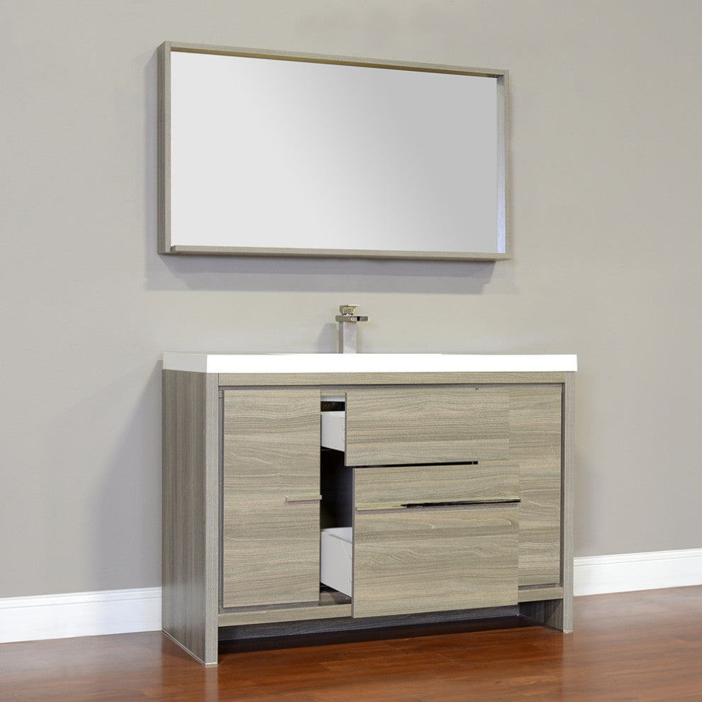 The Modern 48 Inch Single Modern Bathroom Vanity In Gray Without Mirror
