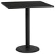 42'' Square Black Laminate Table Top with 24'' Round Bar Height Table Base