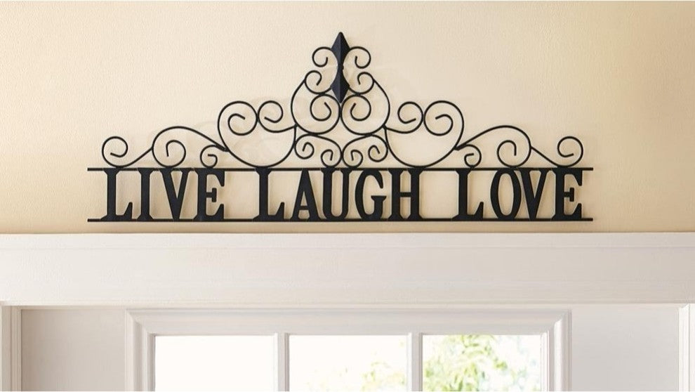 Benzara Live laugh Love Metal Wall Decor, Black