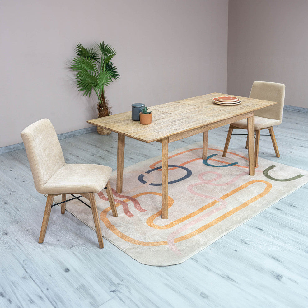 Gia 55-71" Solid Acacia Small Extension Dining Table, Gray Wash